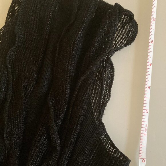 Max Studio Black Ruffled Ruched Midi Dress – Size M – Short Sleeves & V-Neck - Picture 4 of 9